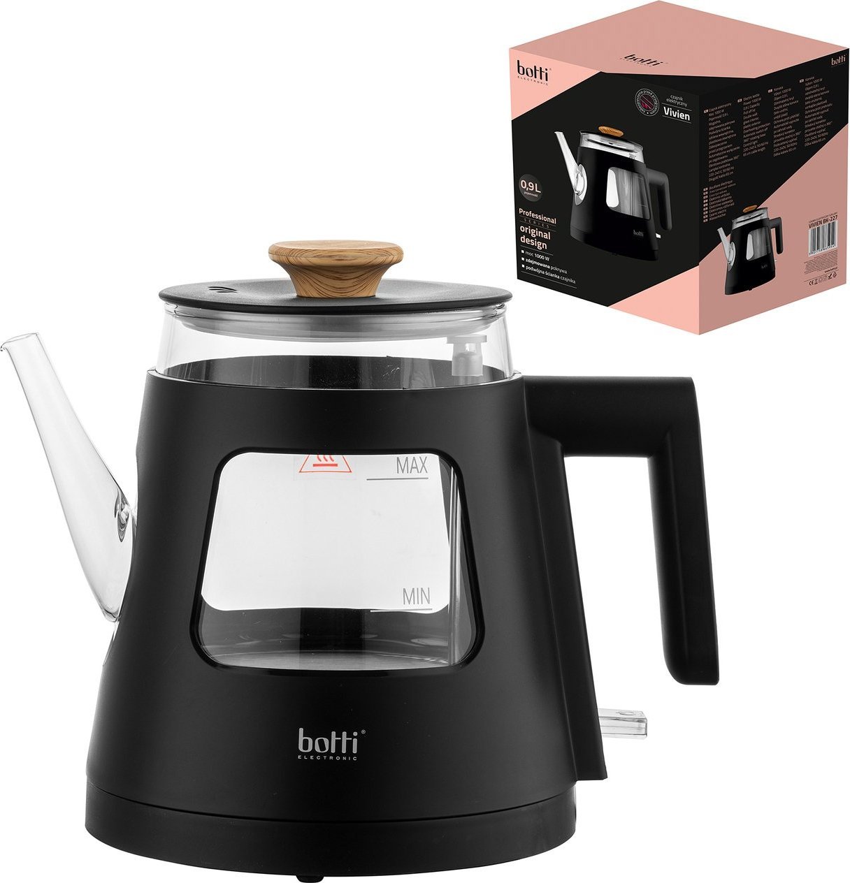 Czajnik Botti Czajnik elektryczny Botti Electronic Vivien 0,9 l czarny
