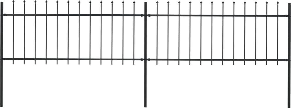 vidaXL Ogrodzenie z prętów z grotami, 3,4 x 0,8 m, stalowe, czarne
