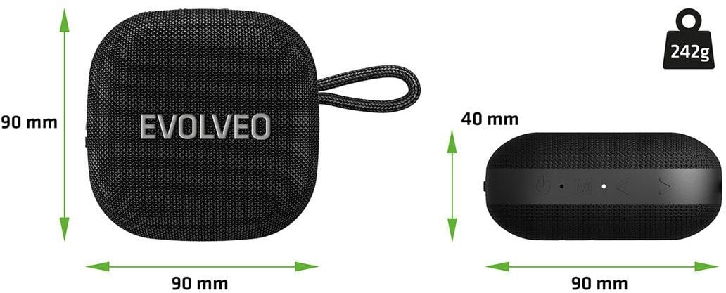 EVOLVEO TopSound, bezdrátový vodotěsný bluetooth reproduktor s rádiem, černý