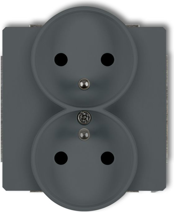 Karlik Gniazdo podwójne Deco z/u grafitowy mat (28DGPR-2z)