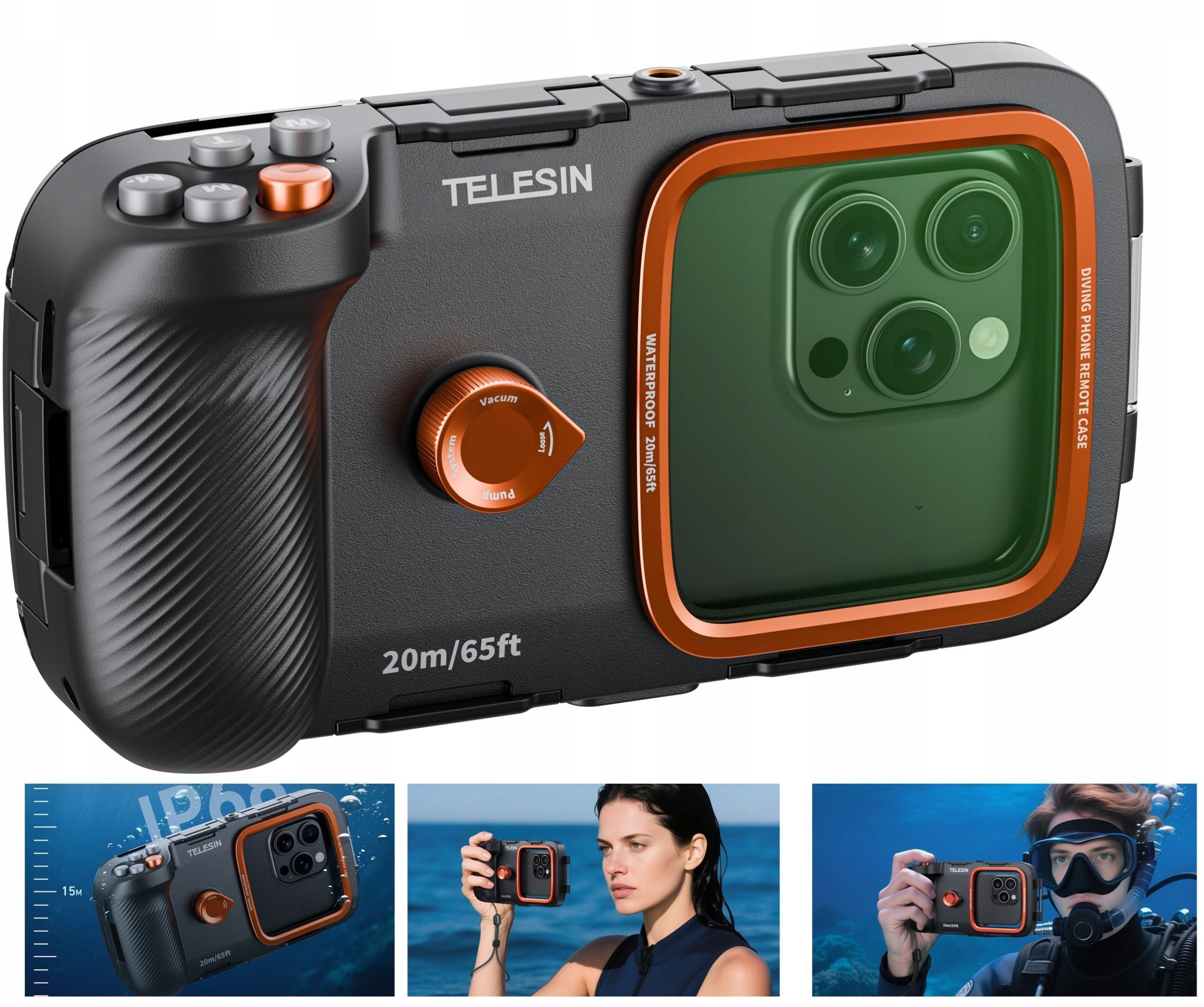 Telesin Wodoodporne Etui Case na Telefon Obudowa Podwodna do 20m Bluetooth / P4-WTP-06