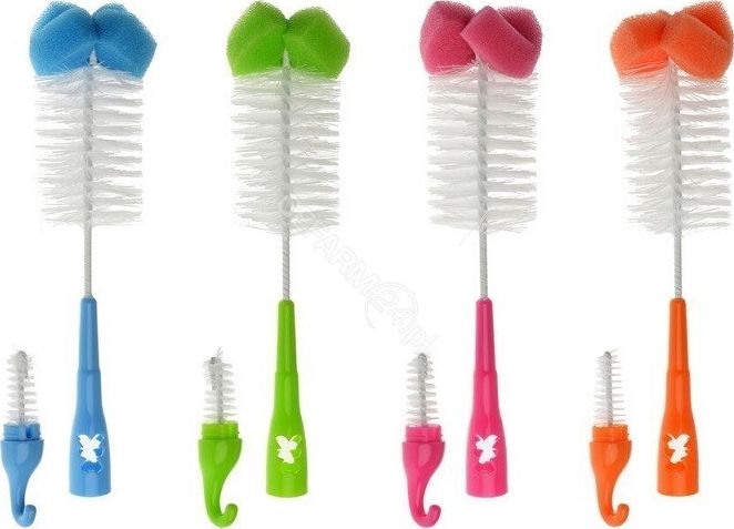 Akuku Szczotka do butelek i smoczków z gąbką Miś