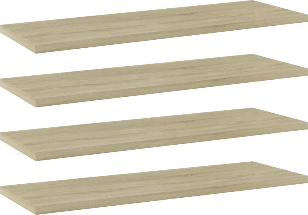 vidaXL Półki na książki, 4 szt., kolor dąb sonoma, 60x20x1,5 cm, płyta
