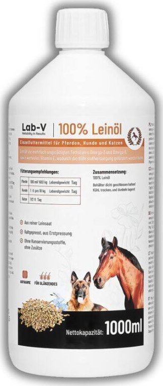 LAB V LAB-V Olej lniany Leinl dla koni, psów i kotów 1000ml