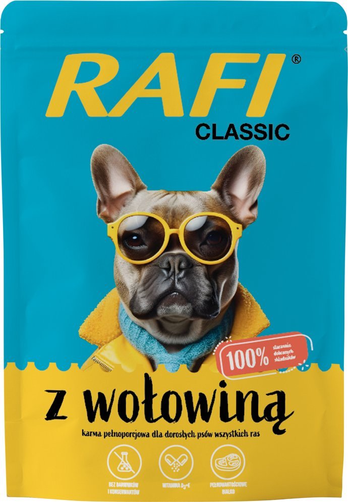 Rafi Rafi Classic Mokra karma dla psa z wołowiną saszetka ZESTAW 10x400g