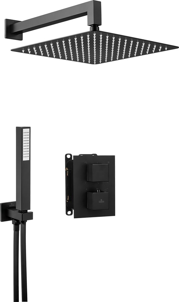 Zestaw prysznicowy Deante KOMPLET PODTYNKOWY NATRYSKOWY NERO Z BOXEM TERMOSTATYCZNYM KWADRATOWY
