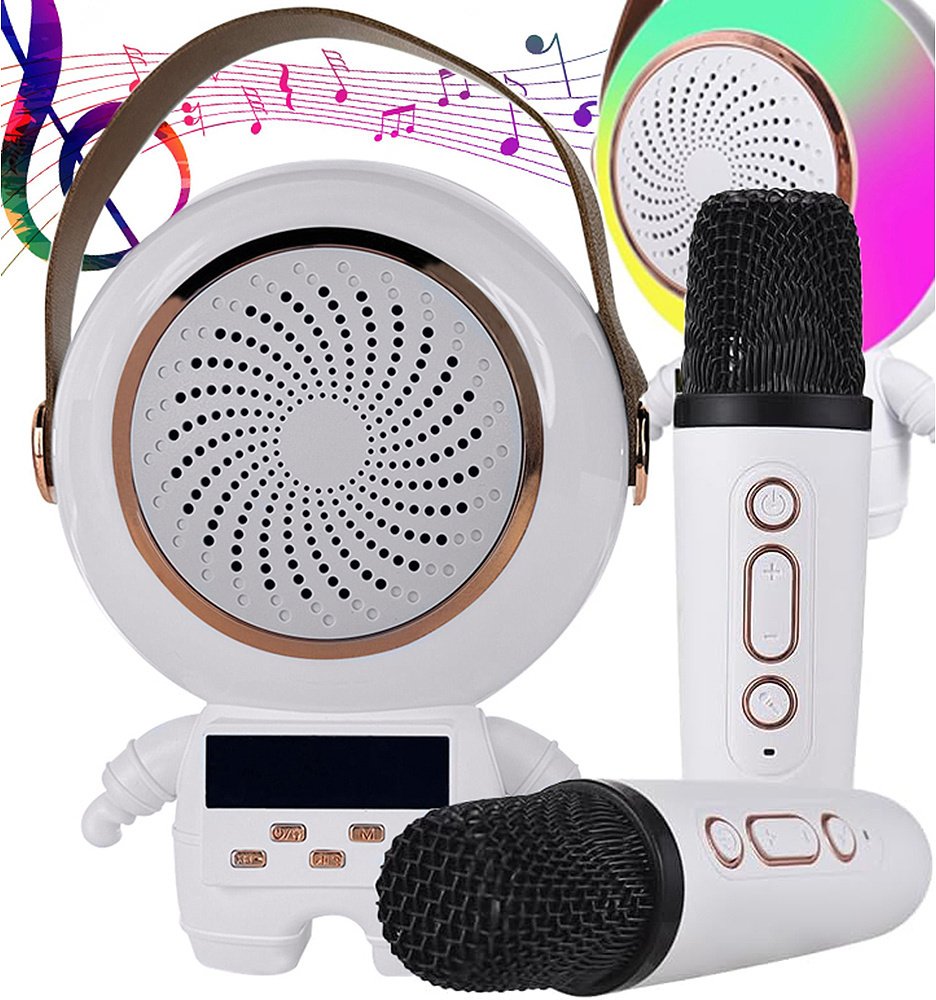 Bezprzewodowy przenośny zestaw do karaoke głośnik bluetooth + 2x mikrofon