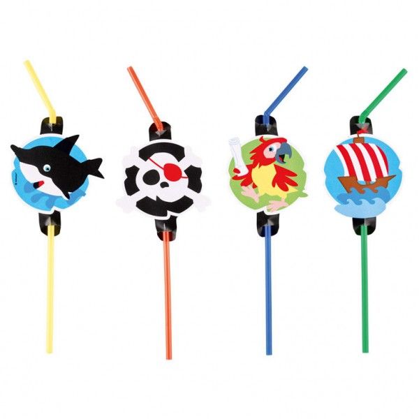 AMSCAN Słomki do napojów Pirat 8 sztuk (9902124)