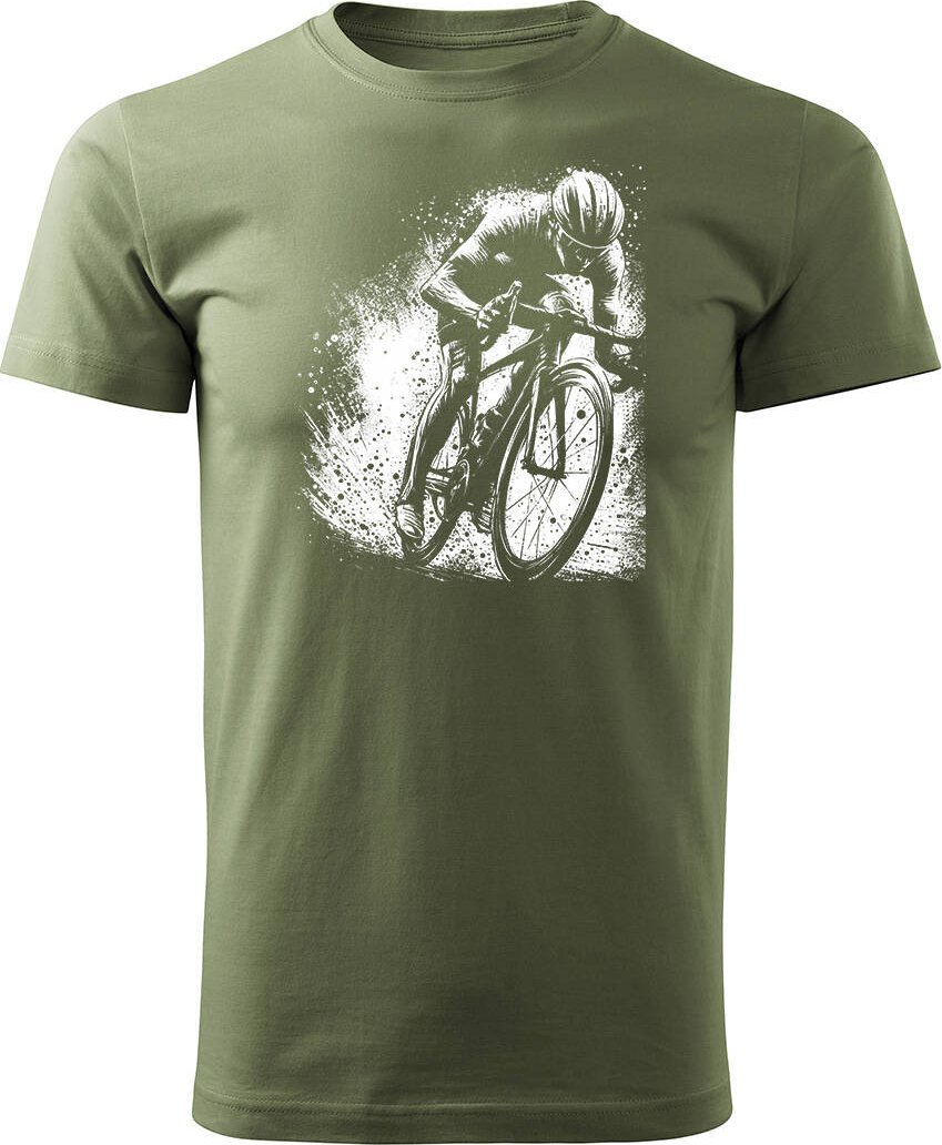 Topslang Koszulka z kolarzem kolarz kolarska dla rowerzysty z kolarką rowerem męska khaki REGULAR XL