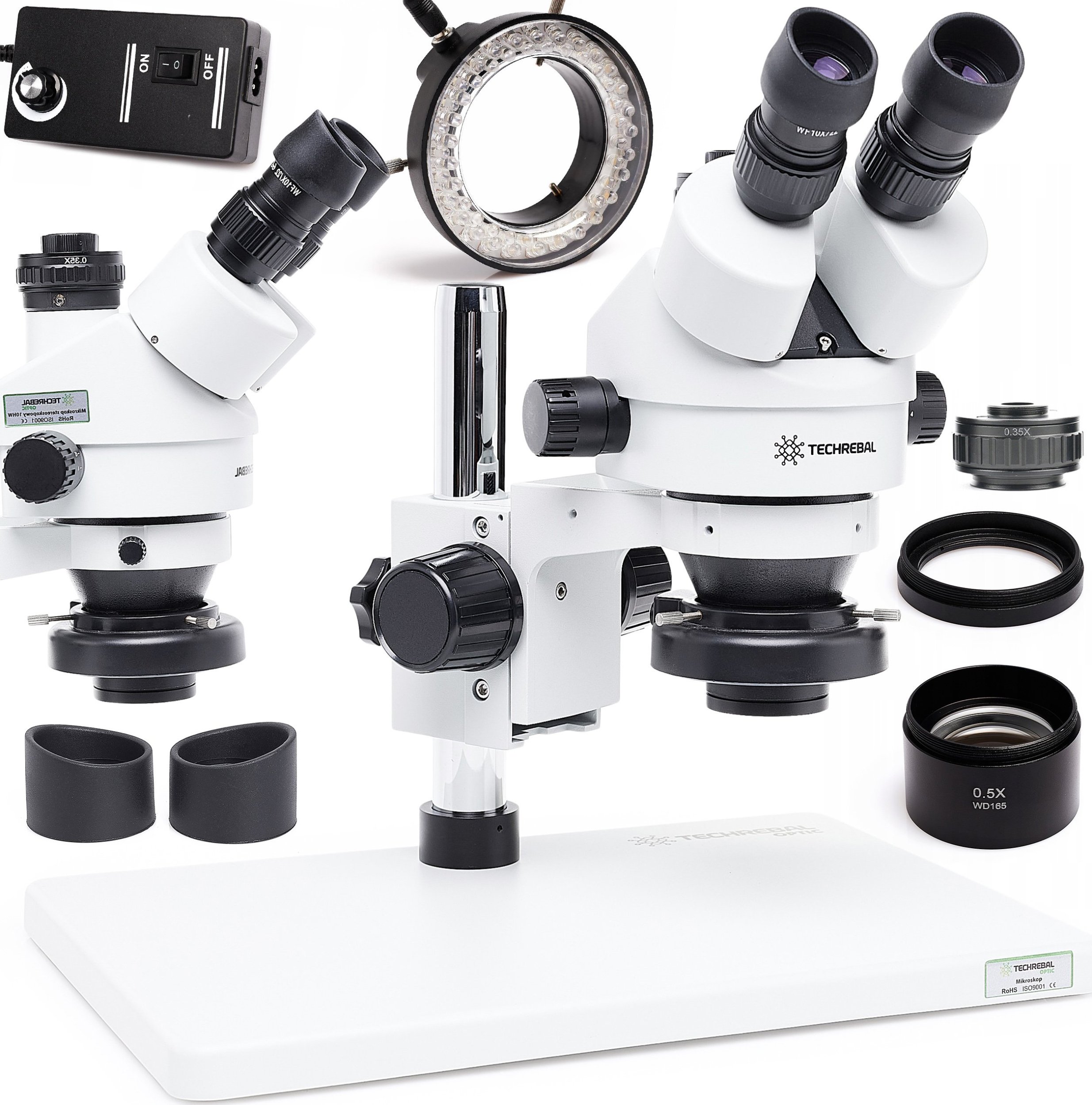 Mikroskop Optyczny Stereoskopowy 10HT Plus i Oświetlenie 56x LED Soczewka