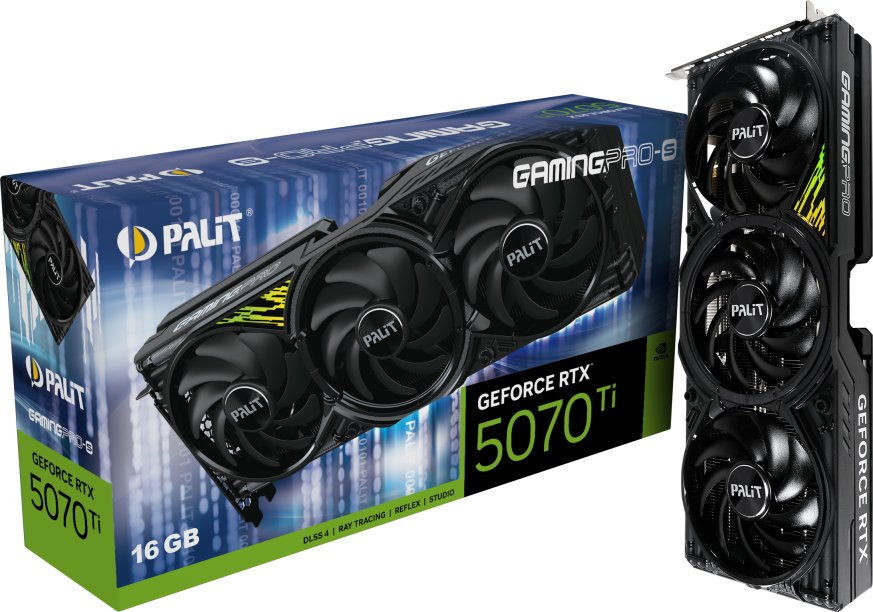 Karta graficzna Palit GeForce RTX 5070 Ti GamingPro-S 16GB GDDR7 DLSS4 (NE7507T019T2-GB2031U)