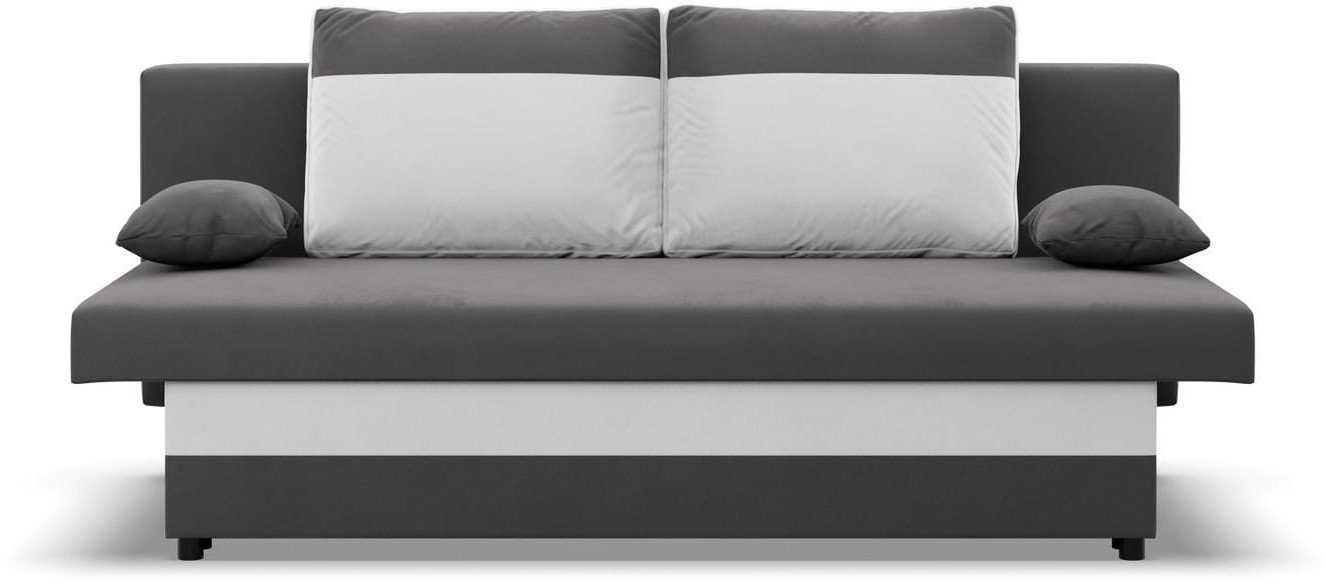 Kanapa, funkcja spania, Hugo, 191x91x92 cm, biel, szary | TYLETEGOTU