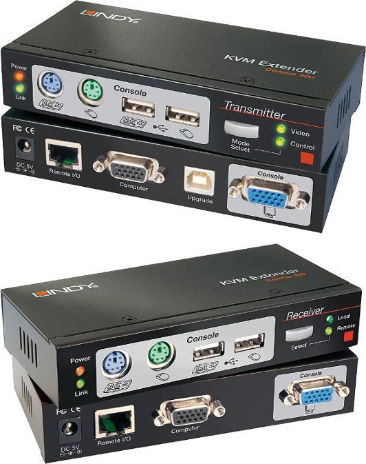 Przełącznik Lindy Ca5 KVM Extend Combo mit KVM Switches USB-PS/2 VGA bis 300m - 39378