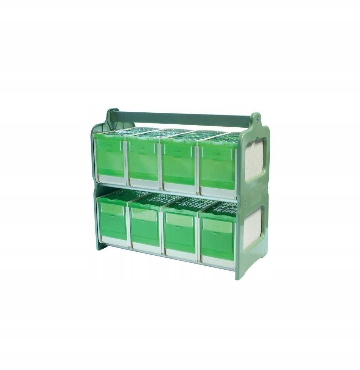 ART-MET Regał z 8 transporterami zielony, 48 x 22 x wys43 cm