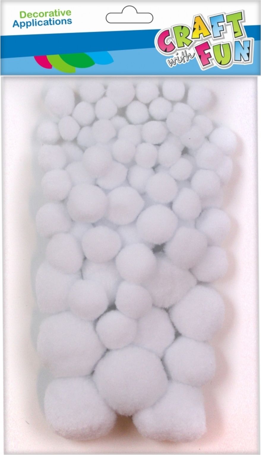 Craft with Fun CF OZDOBA DEK POMPON 80SZT/MIX BIEL PBH 12/144