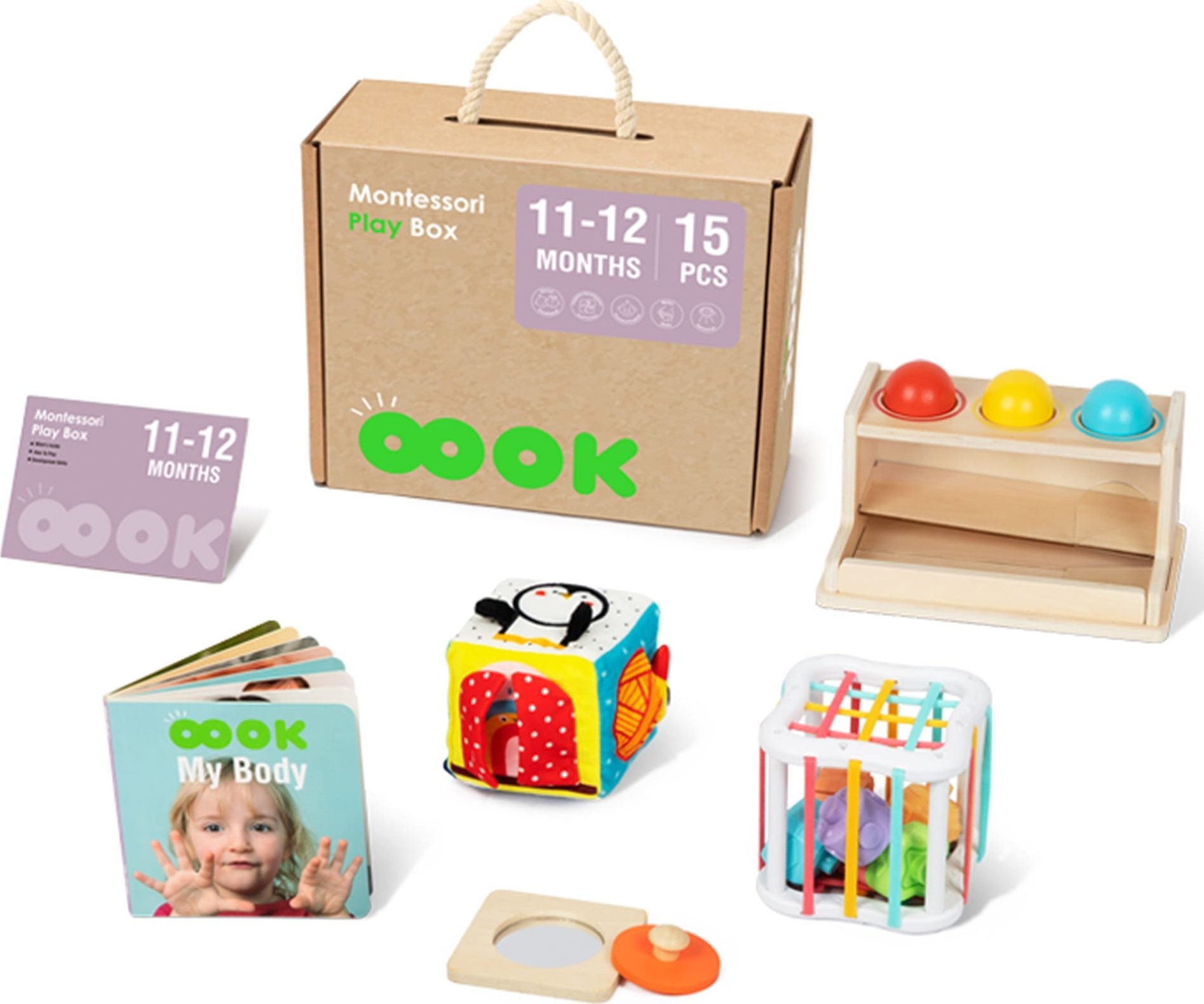 Tooky Toy TOOKY TOY Box Pudełko XXL Montessori Edukacyjne 5w1 Sensoryczne 11-12 Mies
