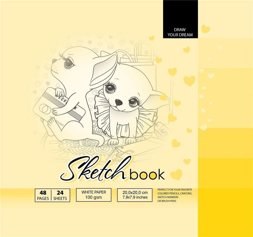 Fresh Szkicownik 20x20cm 48k żółty