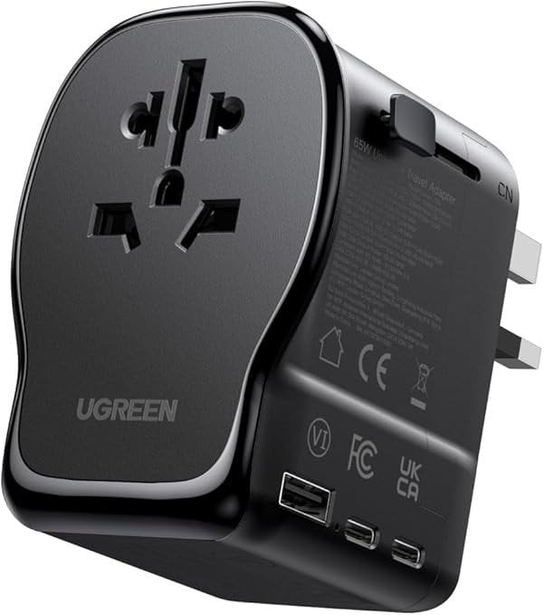 Uniwersalny adapter podróżny ładowarka sieciowa Ugreen S550, 65W, 2x USB-C, 1x USB-A