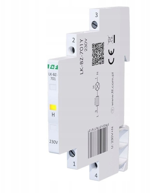 Lampka modułowa 1-fazowa z zabezpieczeniem żółta 1/3S LED 230V LK-BZ-701Y
