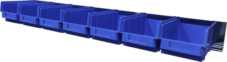 Listwa do zawieszania pojemników warsztatowych 7 szt. o wym. 199x135x100 mm (listwa z pojemnikami)