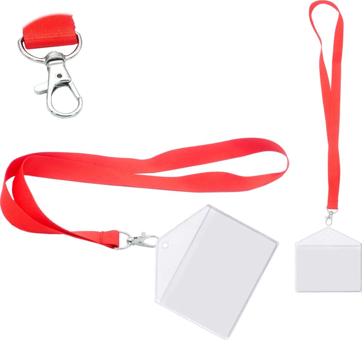 Stamal Identyfikator poziomy holder przezroczysty kieszonka 100x65mm + smycz 90cm