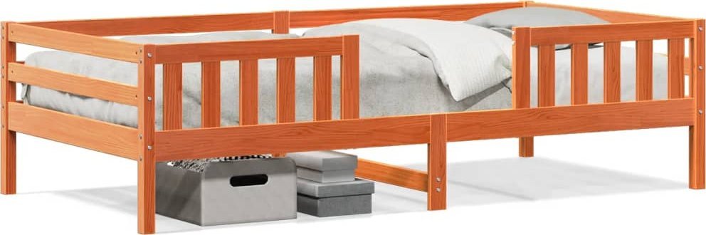 vidaXL vidaXL Rama łóżka bez materaca, woskowy brąz, 90x200 cm, lita sosna