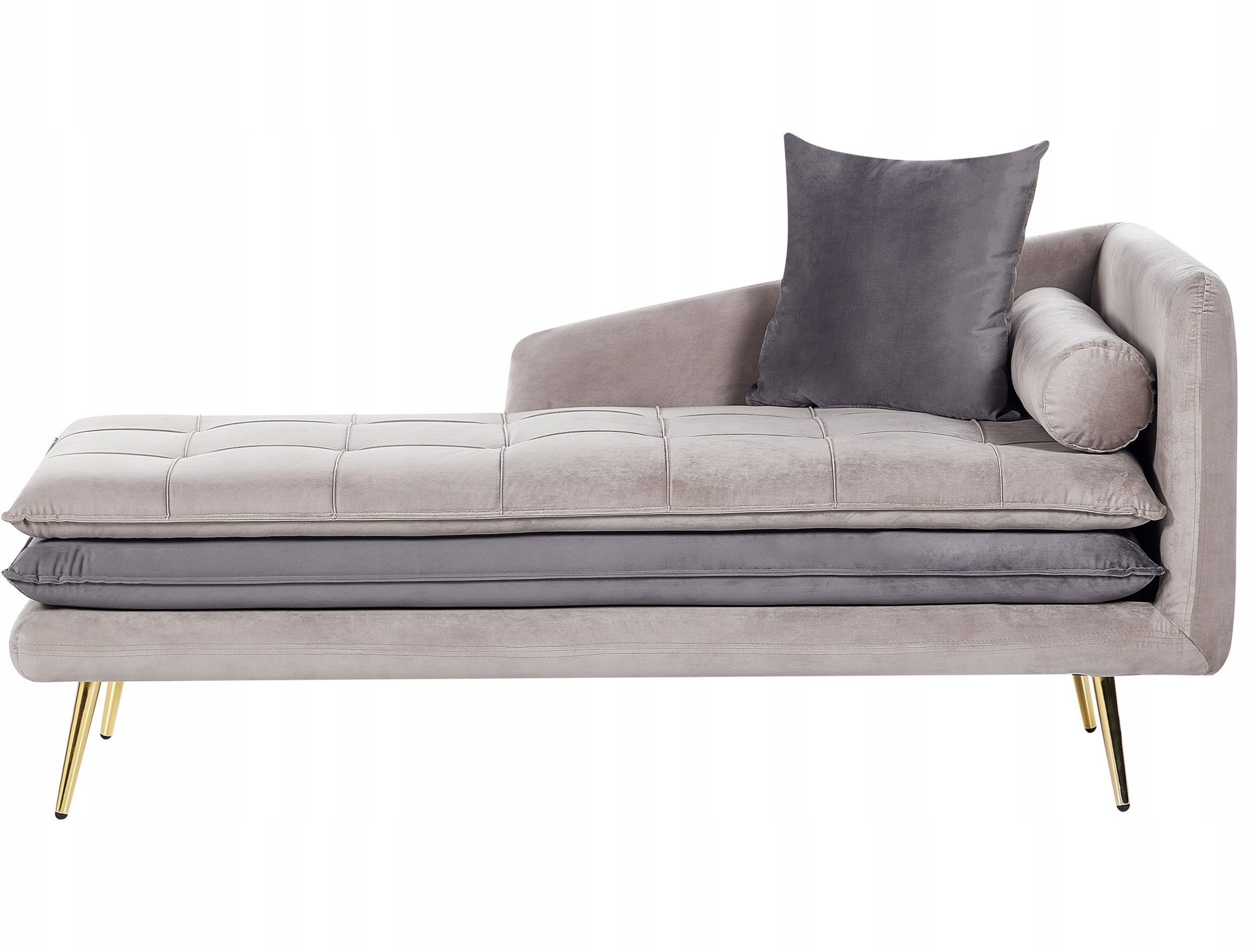 Beliani Szezlong welurowy prawostronny beżowo-szary GONESSE