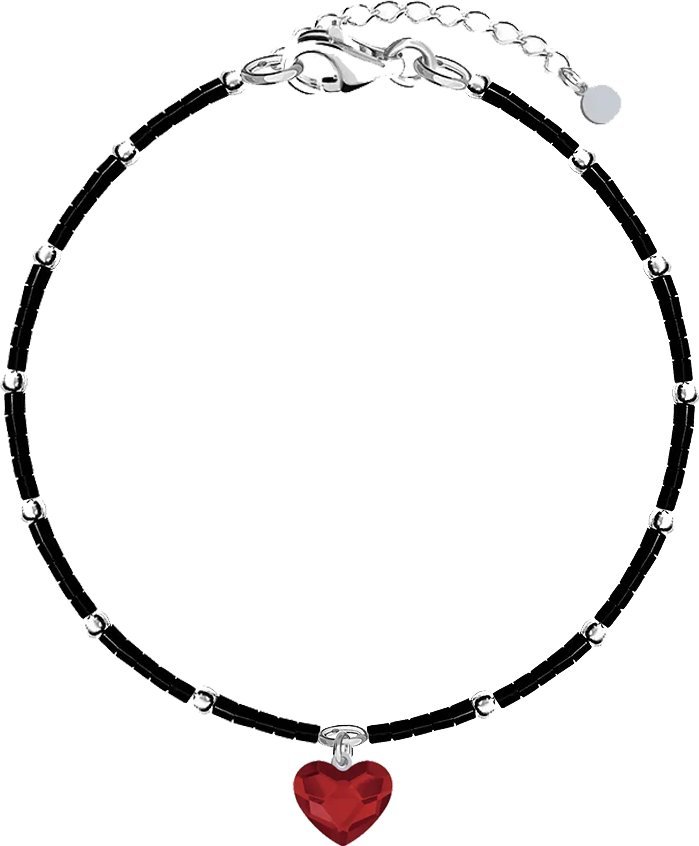 Radziszewska Jewellery Bransoletka na nogę z koralikami Serduszko srebro