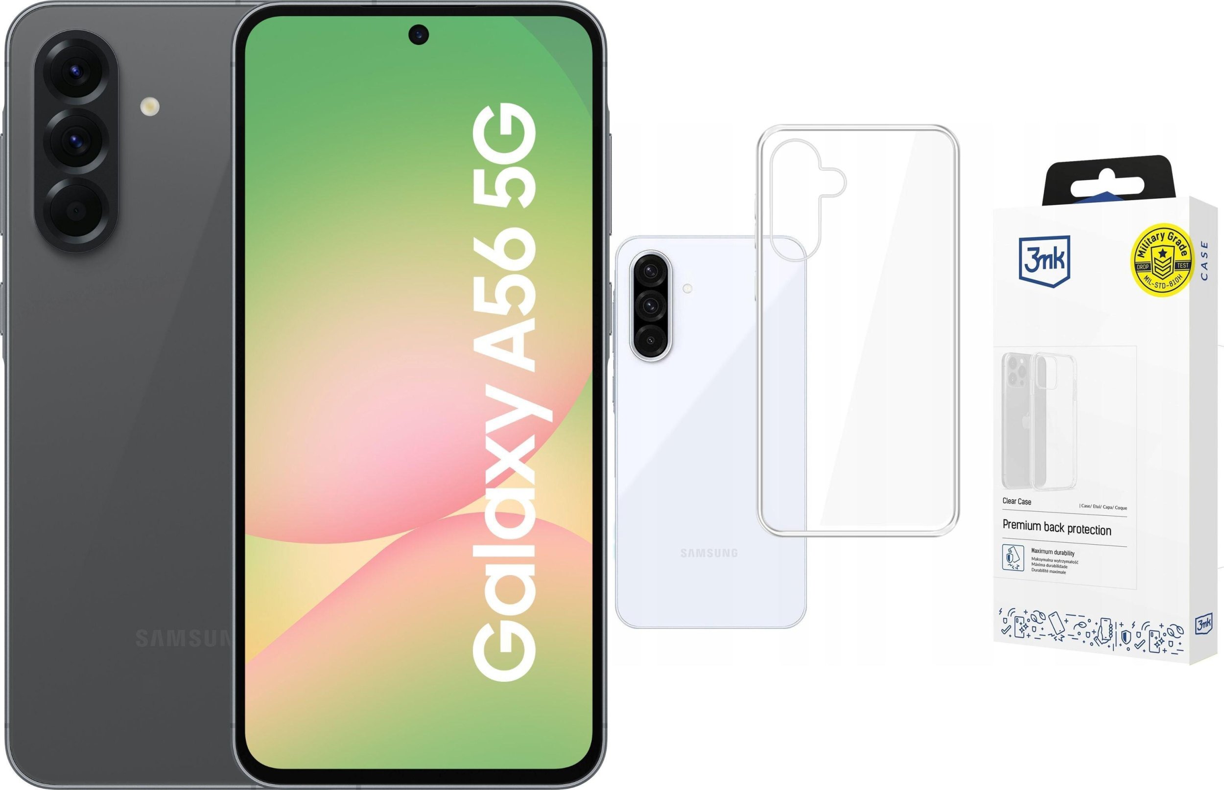 Smartfon Samsung Galaxy A56 5G 8/256GB Grafitowy (SM-A566BZKCEUE) + Etui Clear Case