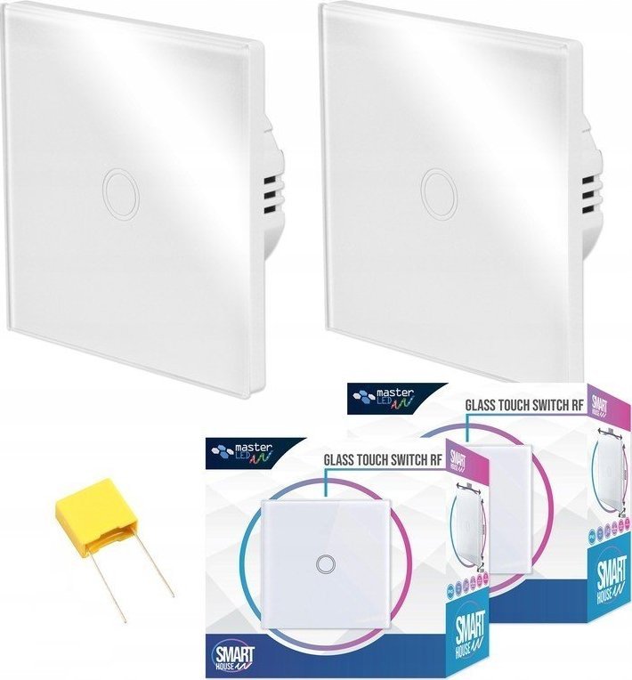 Masterled 2x Włącznik schodowy RF z pilotem przewodowym Biały 2x Włącznik schodowy RF czarny lub biały z pilotem przewodowym Biały