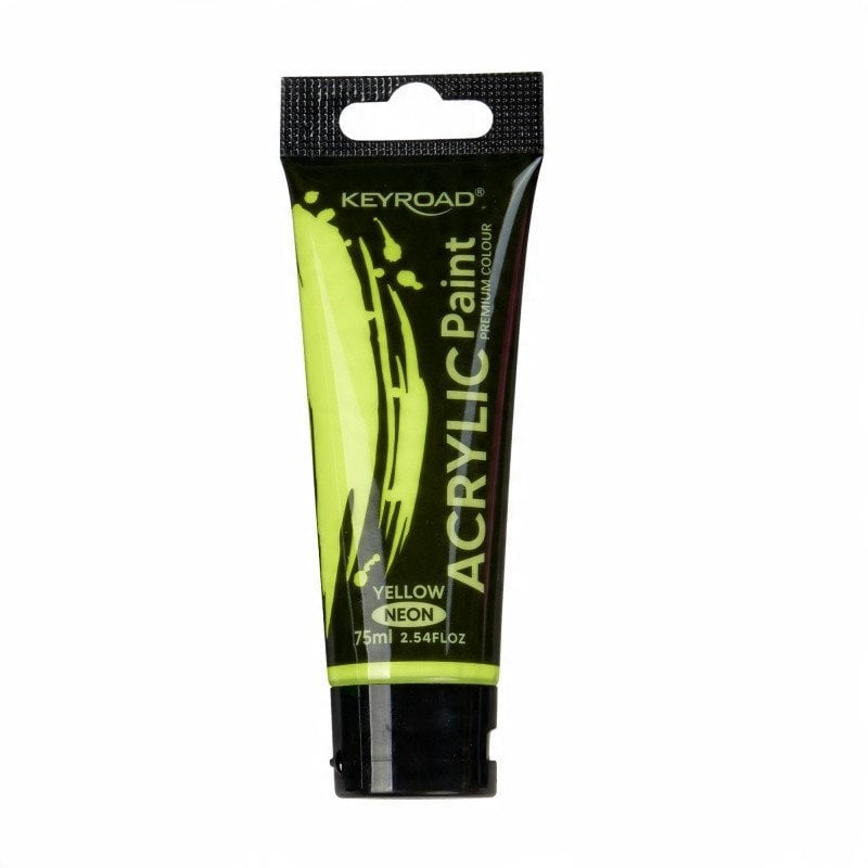 Farba akrylowa KEYROAD, neonowa, 75ml, tubka, żółta