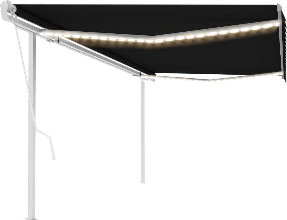 vidaXL Automatycznie zwijana markiza, LED i czujnik wiatru, 5x3 m