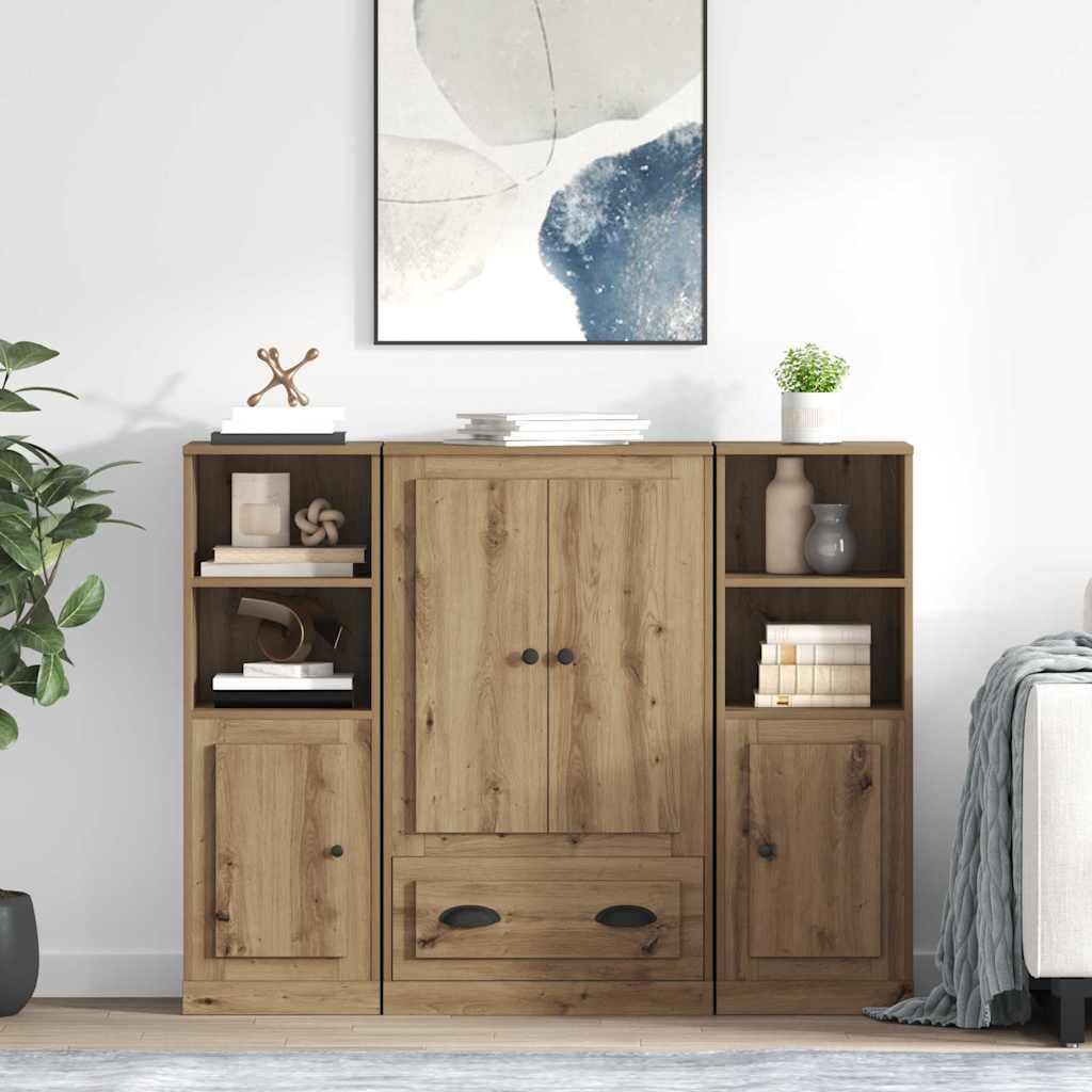 vidaXL Highboard 3 pcs Dąb rzemieślniczy materiał drewniany