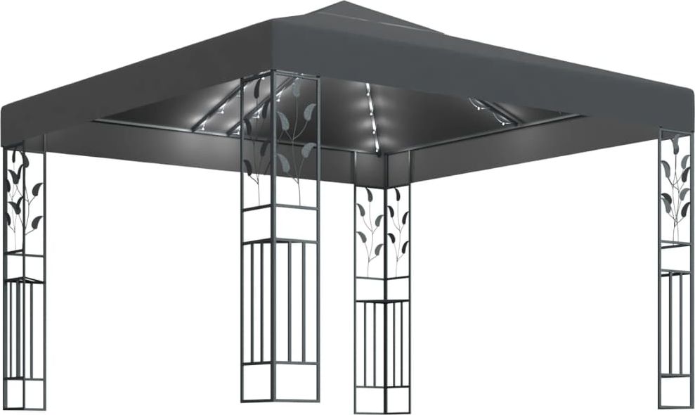 vidaXL Altana ze sznurem lampek, 3x3 m, antracytowa