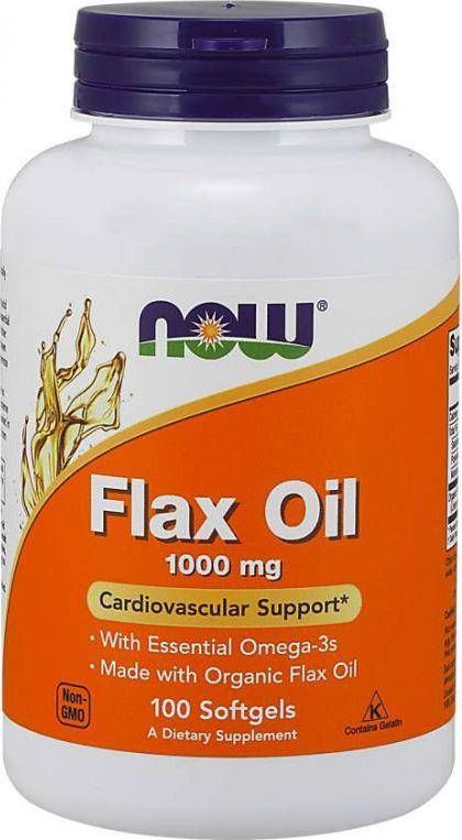 NOW Foods NOW Foods - Olej Lniany, 1000mg, 100 kapsułek miękkich