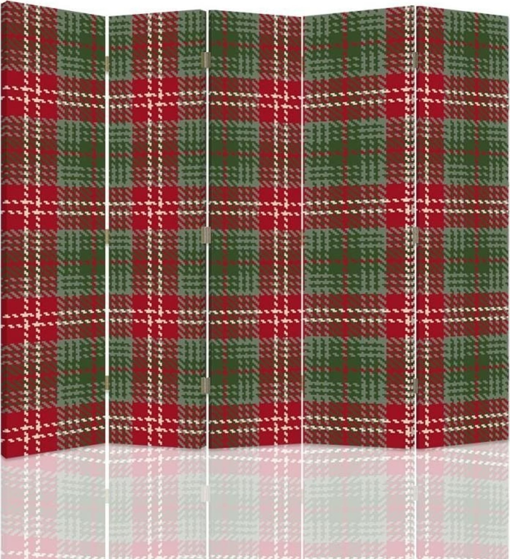 Feeby Parawan dwustronny, W czerwono-zieloną kratę (Rozmiar 180x170)