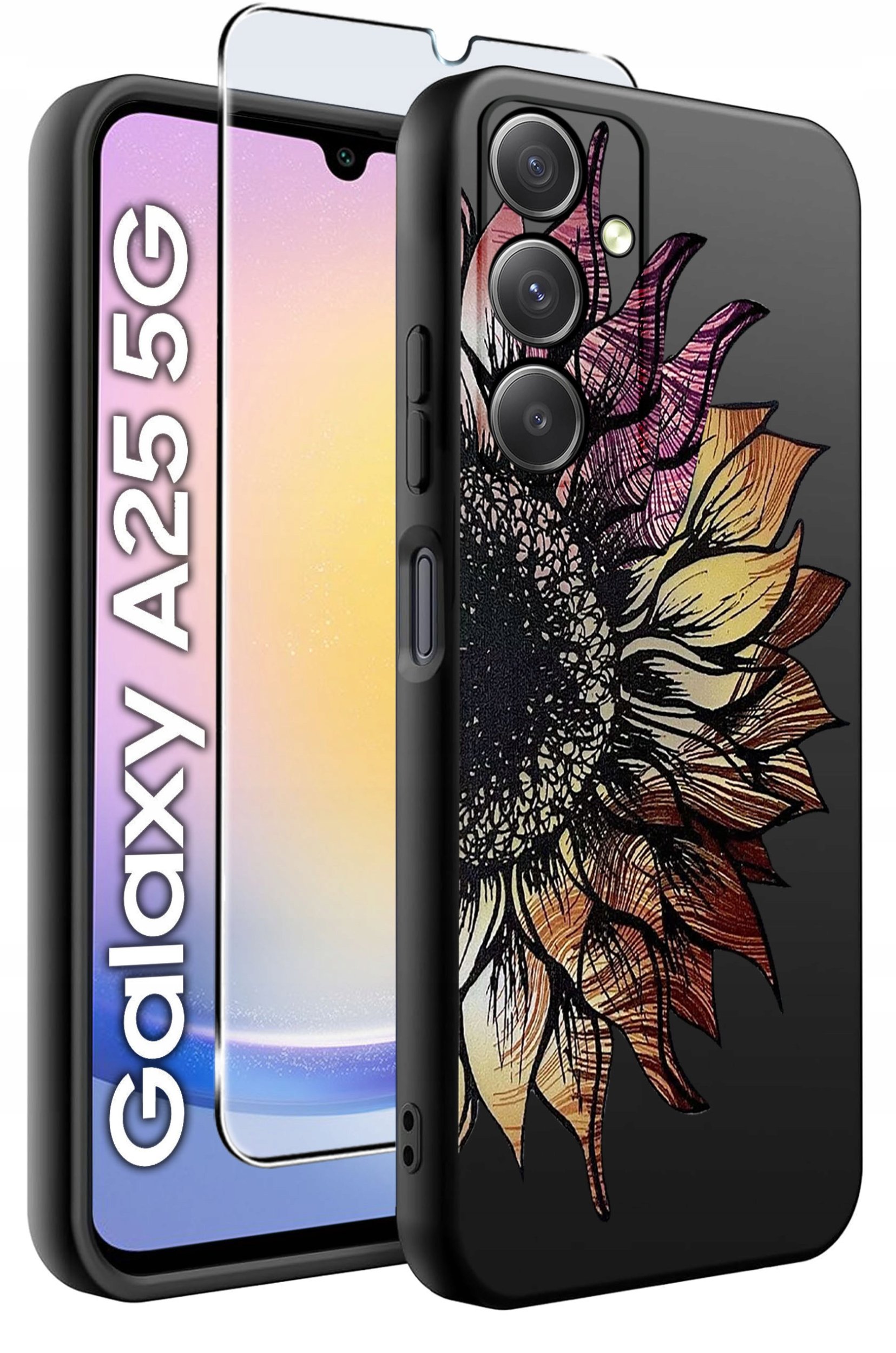 ETUI do Samsung A25 5G WZORY | SILIKONOWE MATT CASE + SZKŁO HARTOWANE 9H