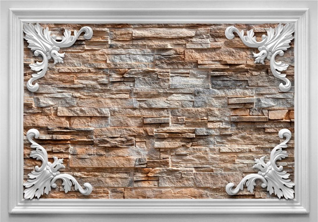 DecoNest Fototapeta - Cegła w ramce (brązowy) - 150X105