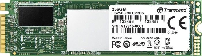 Dysk SSD Transcend 220S 256GB M.2 2280 PCI-E x4 Gen3 NVMe (TS256GMTE220S)