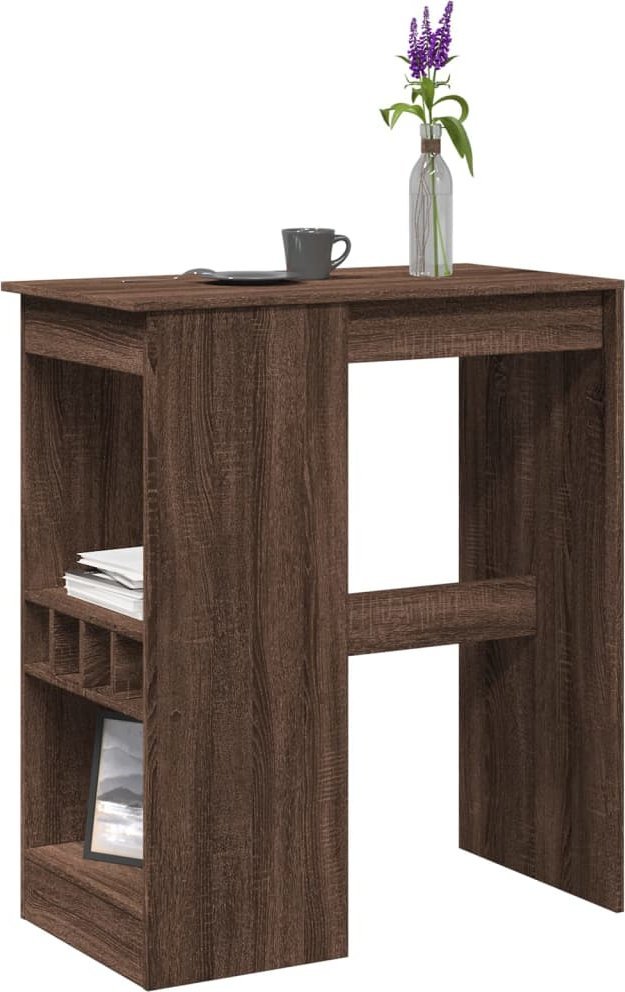 vidaXL Stolik barowy z przegródkami, brązowy dąb, 90x47,5x103,5 cm