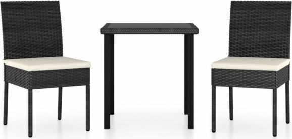 vidaXL 3-cz. zestaw mebli ogrodowych polirattan czarny VidaXL