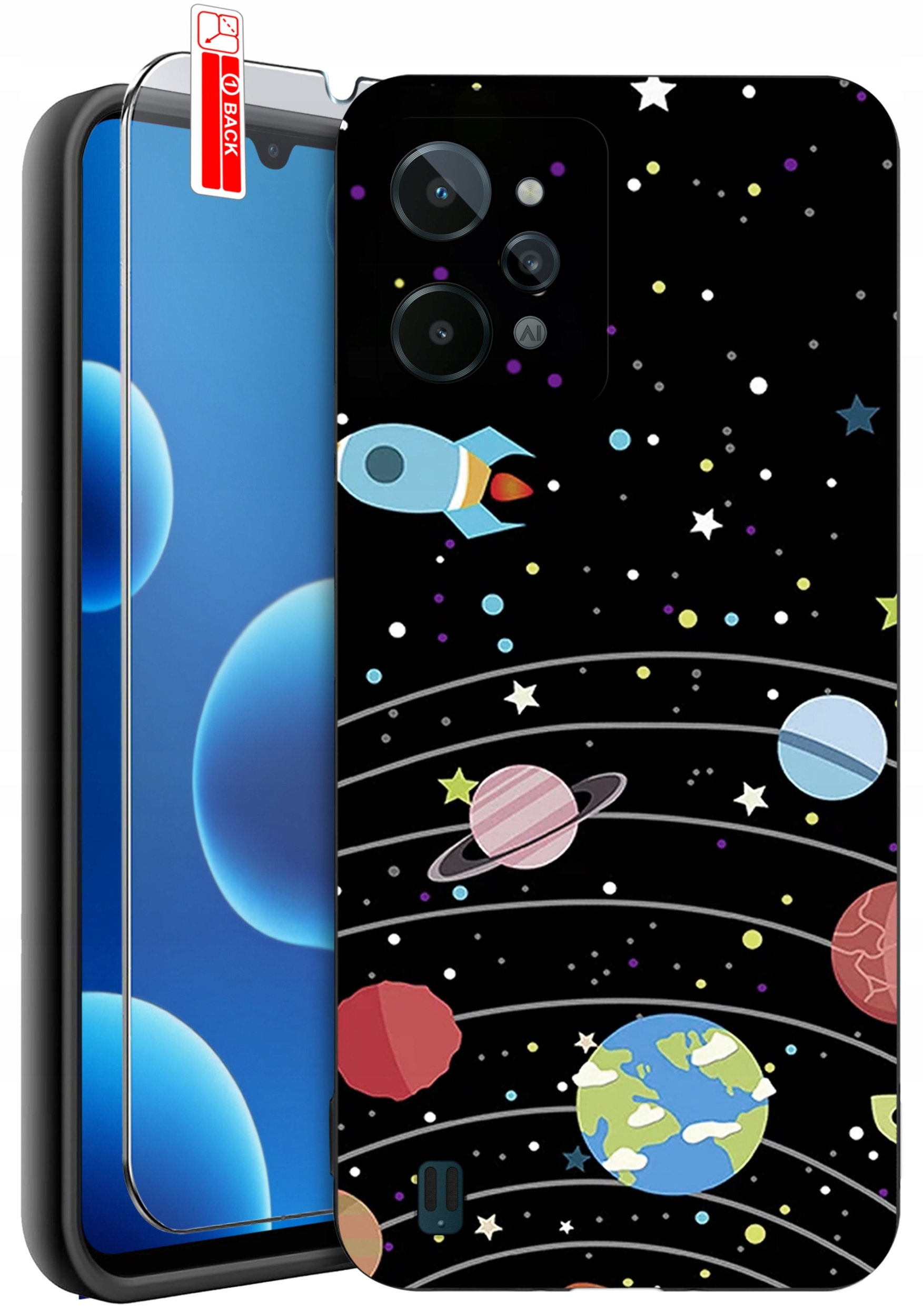 krainaGSM ETUI do Realme C31 | WZORY | SILIKONOWE MATT CASE + SZKŁO 9H