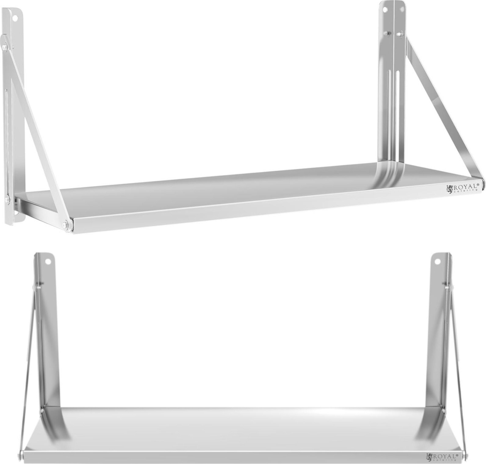 Royal Catering Półka ścienna gastronomiczna składana ze stali nierdzewnej do 40 kg 100 x 30 cm Półka ścienna gastronomiczna składana ze stali nierdzew