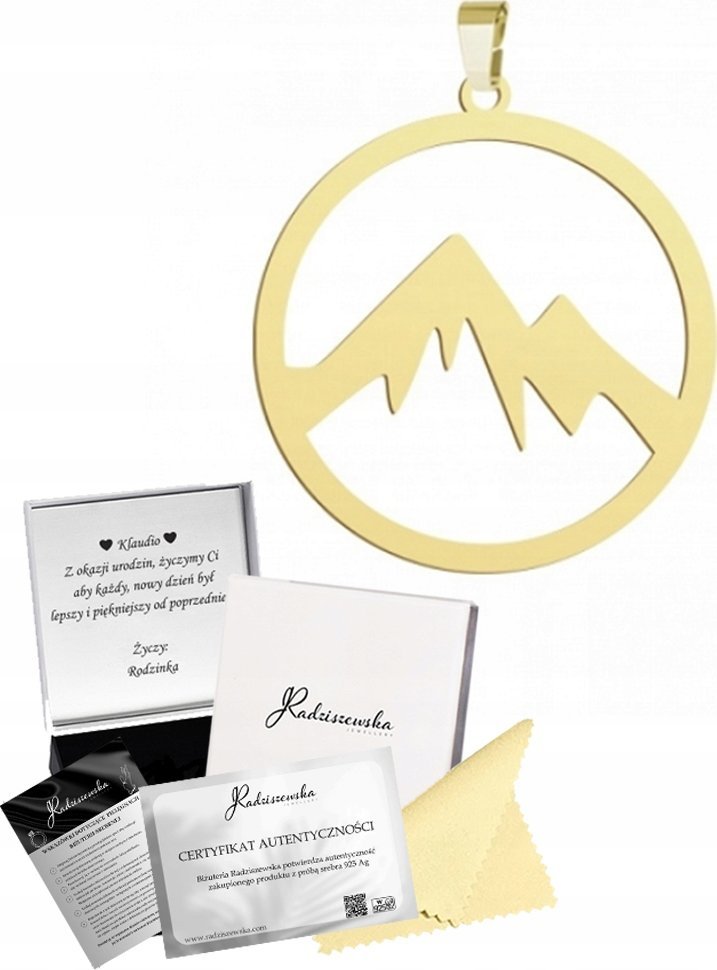 Radziszewska Jewellery Złota Zawieszka z Górami Góry Prezent Srebro 925 Biżuteria GRAWER GRATIS