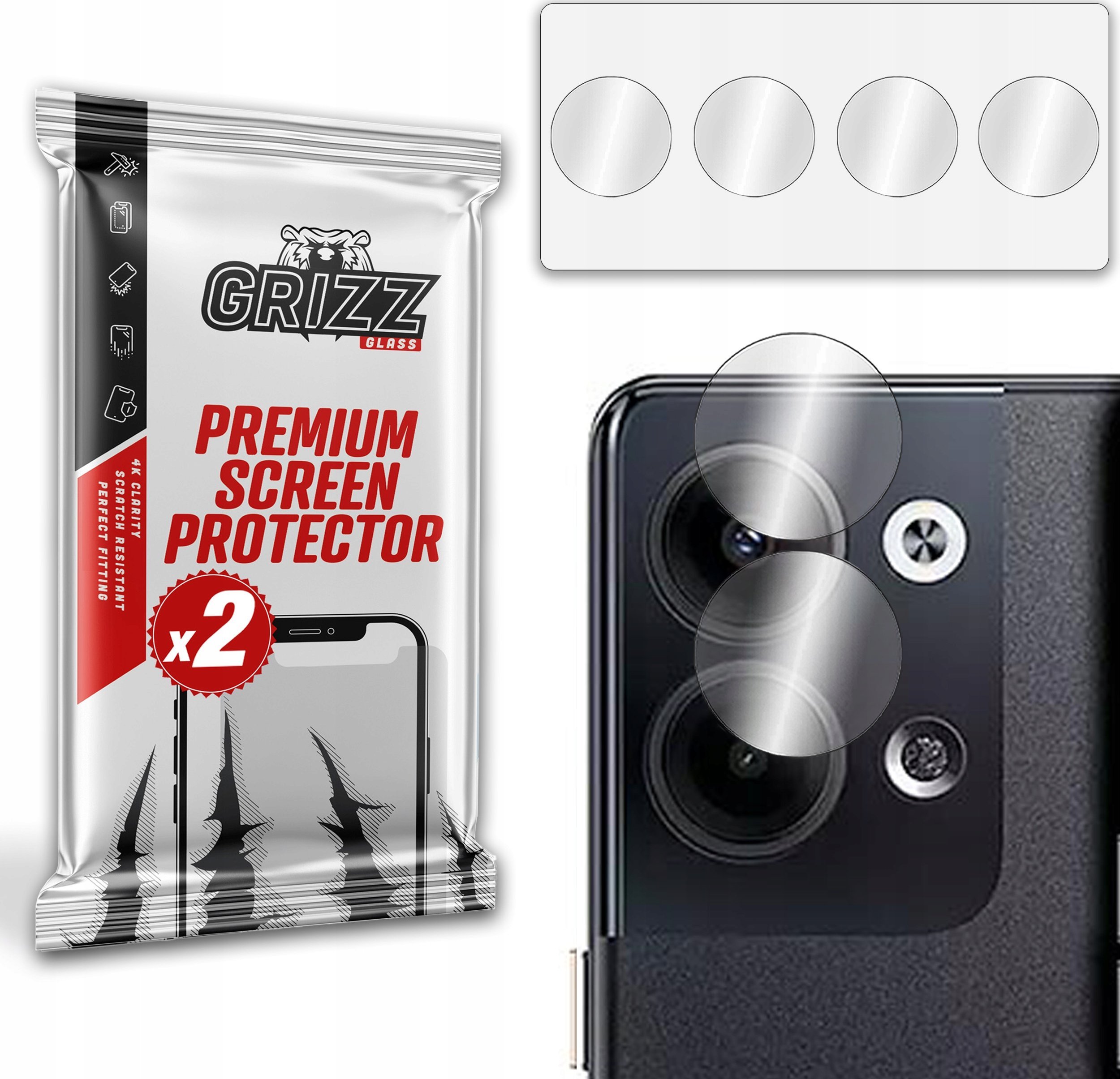 GrizzGlass Szkło na aparat GrizzGlass HybridGlass Camera do Oppo Reno 9