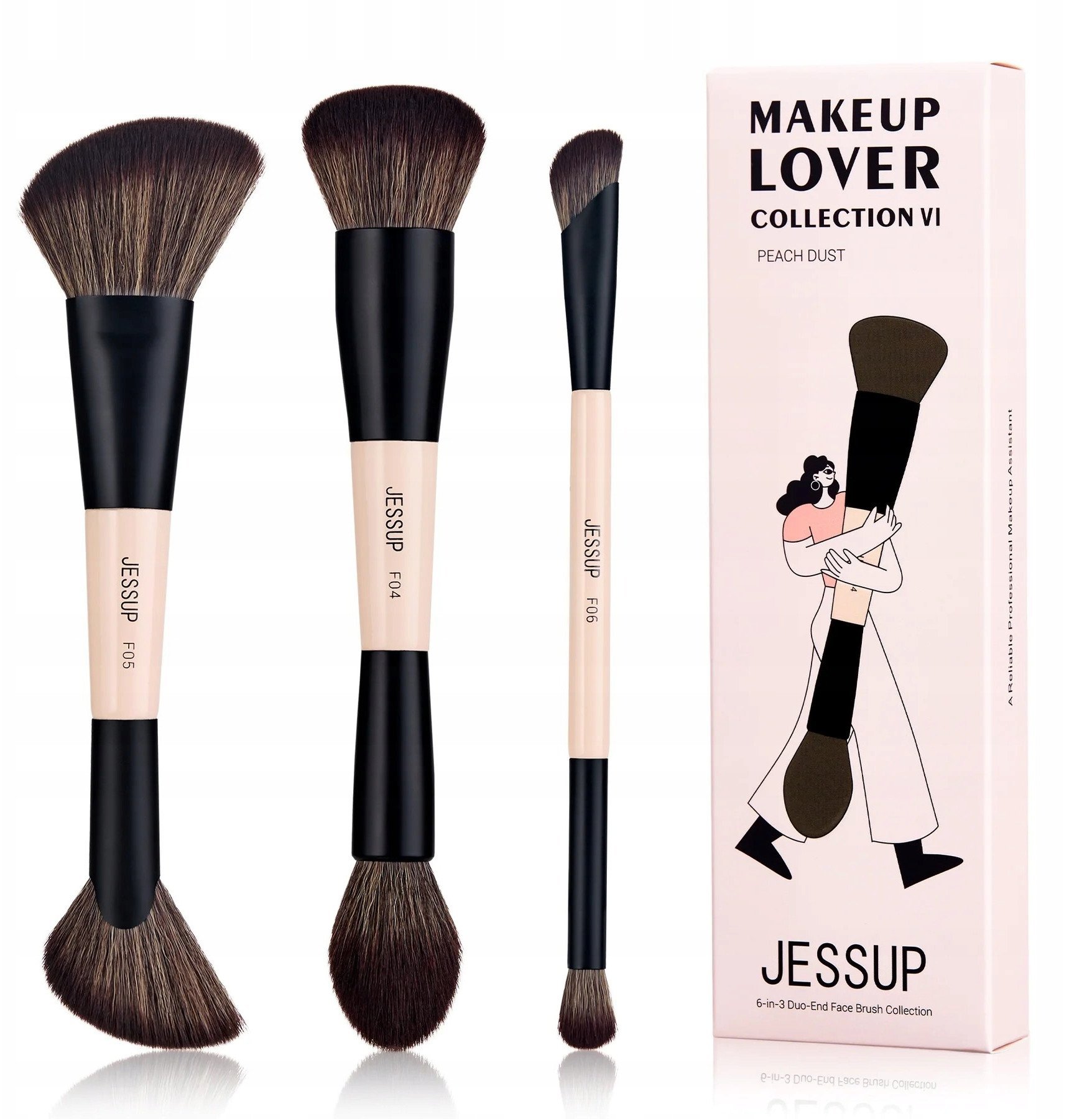 JESSUP_6-in-3 Duo-End Face Brush Collection zestaw 3 pędzli do makijażu T508