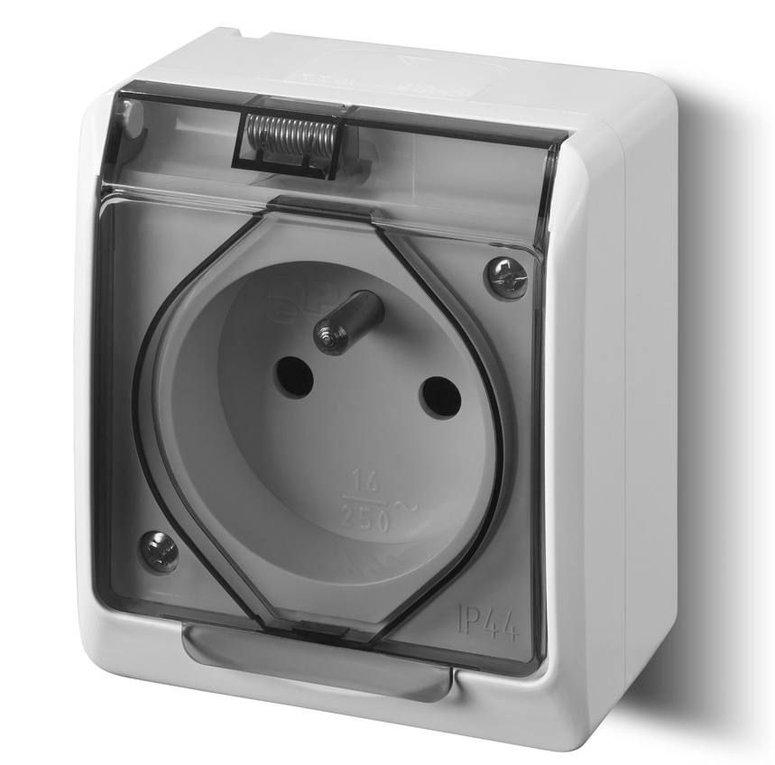 Elektro-Plast Gniazdo natynkowe GNT Hermes 2P + Z białe z klapką dymną (0321-01)