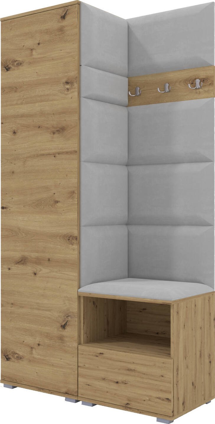 Ravio Tapicerowana garderoba Nela I w kolorze dąb artisan i tkaninie Trinity 32