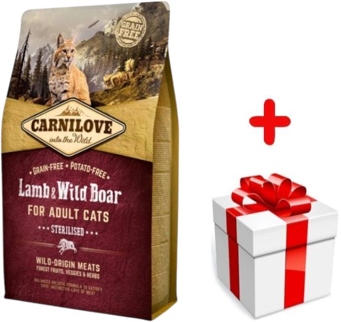 CARNILOVE Cat Lamb & Wild Boar Sterilised 6kg + niespodzianka dla kota GRATIS!
