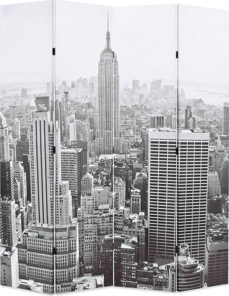 vidaXL Składany parawan, 160x170 cm, Nowy Jork za dnia, czarno-biały